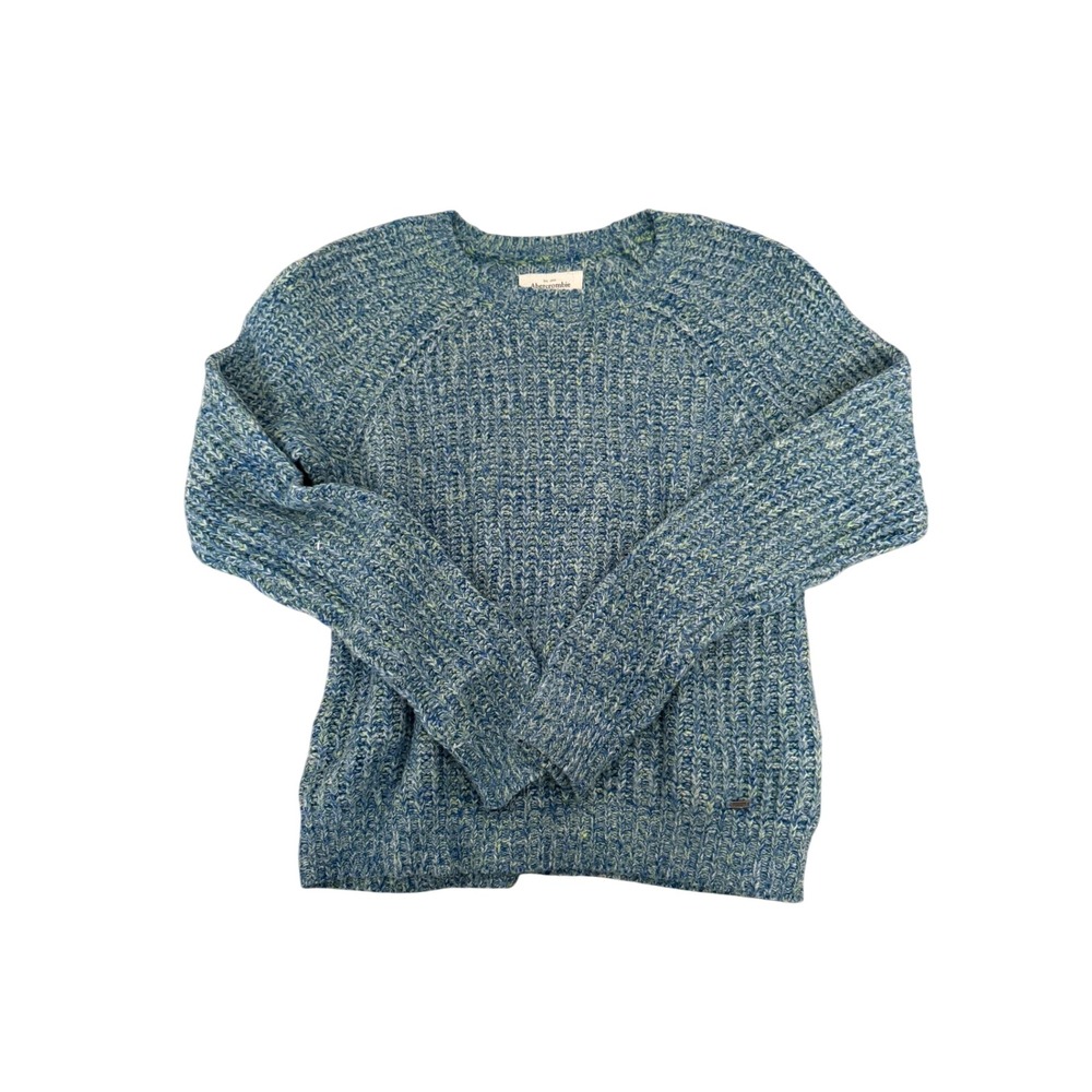 Abercrombie & Fitch Womens Blue Green Marled Chunky Knit Wool Blend Sweater S